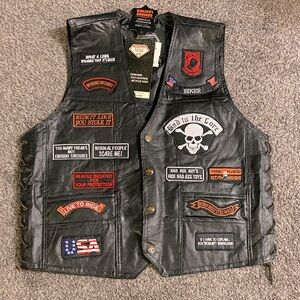 Black Leather Motorcycle Vest size XL